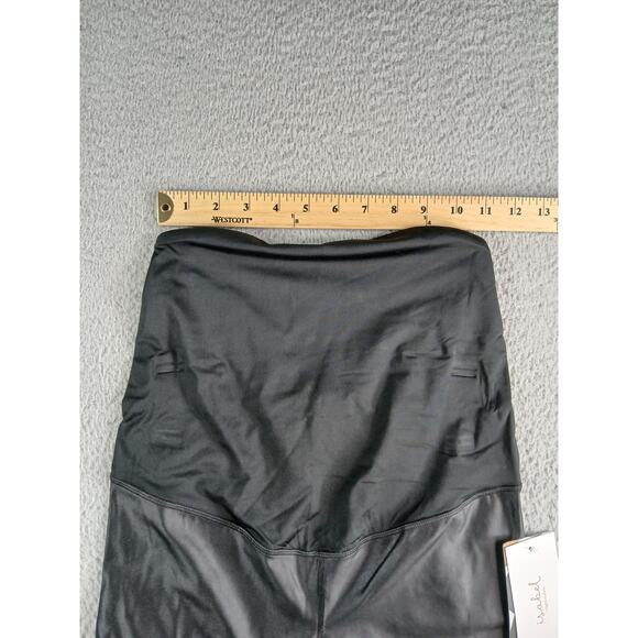 Ingrid + Isabel Maternity Leggings Women Small Black Shiny Faux Leather Pant NWT - Picture 7 of 10